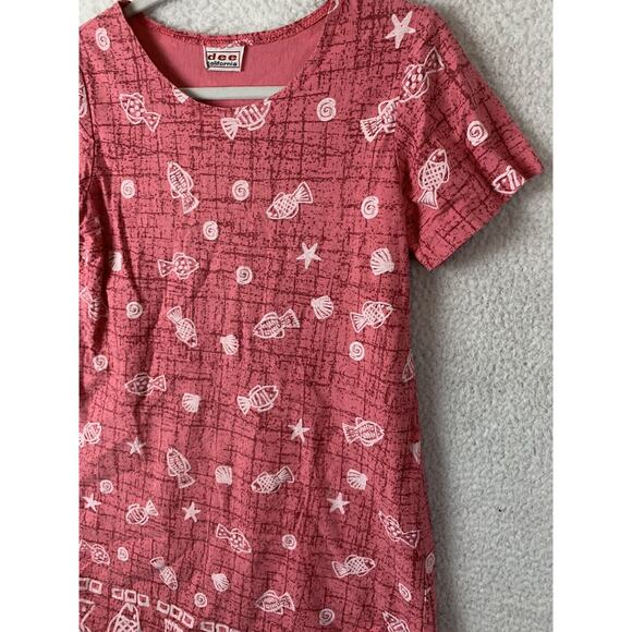 Dee California M/L Pink Aloha Boho Dress Fish Summer Beach Coverup Sundress - Picture 5 of 9